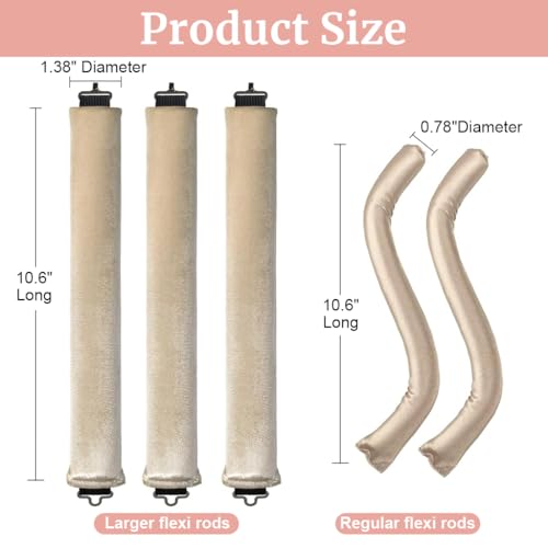 Image of MAYCREATE 6PCS Heatless Hair Curler to Sleep in No Heat, Satin Heatless Curls Overnight Rods Curling Set Jumbo Foam Sponge Hair Rollers Curlers for Long Hair Women Styling Tool, Beige