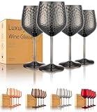 UNISWEET Stainless Steel Wine Glasses Set of 4 Unbreakable (Black)