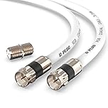G-PLUG RG6 Coaxial TV Aerial Cable 3m with F-Type Connectors, 75 Ohm – for Freeview, Sky, Virgin Media, Satellite & Broadband (White)