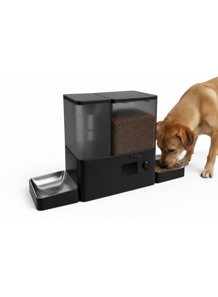 Mon ami Luki - Distributeur croquettes et Eau connecté 2-en-1 - Chien & Chat - Noir - 1226X240X330CM