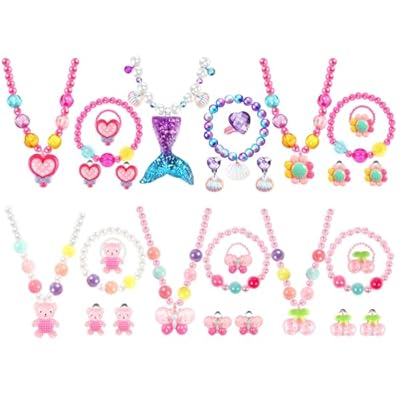30 Piezas Collar Pulseras Niña, 6 Juegos de Joyas para Niños con Pendientes Clip Anillos Niña, Conjunto de Joyas Dibujos Animados de Sirenas para Niñas Regalos para Fiestas de Cumpleaños y Navidad | Ya disponible en tu tienda friki favorita! En mundofriki.es!