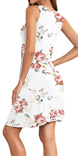 Image of Akihoo Women Summer Casual Sleeveless Midi Plain Pleated Tank Vest Dresses