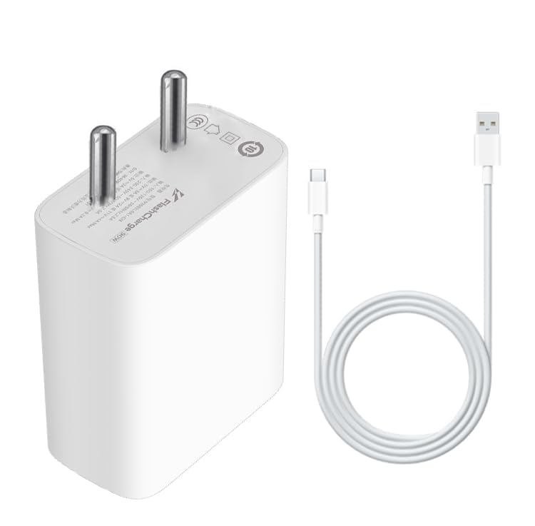 Image of SuperFlash 90W Fast Charger Power Adapter with USB-A to USB-C Cable, Compatible with Vivo X200 Pro, X200, V50, V40 Pro, Y200 5G, White