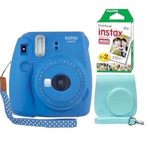 Fujifilm Instax Mini 9 Instant Camera Cobalt Blue + Minimate Custom Case + Fuji Instax Film 20 Sheets Twin Pack (Cobalt Blue)