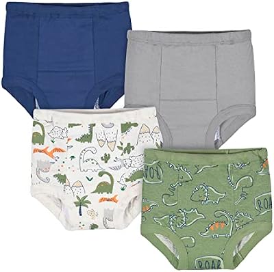 Gerber Baby Boys Infant Toddler Potty Training Pants Underwear - 4 Pack, Dino Green and Navy, Size 2...