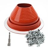 #6 High Temp Silicone Metal Roof Pipe Flashing Boot - Roof Vent Boot for Pipe OD 5" to 9" - Roof Vent Cover for Stove Pipe, Chimney, HVAC Ducts & Plumbing Vents with Roofing Screws & Hex Socket