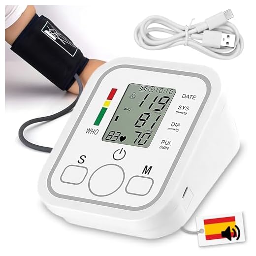 Maxter Tensiómetro de Brazo con VOZ en ESPAÑOL - Medidor Tensión Arterial y Frecuencia Cardíaca - Monitor de Presión Arterial con Manguito y Cable USB 1 metro - Memoria 2x99 - Uso Doméstico