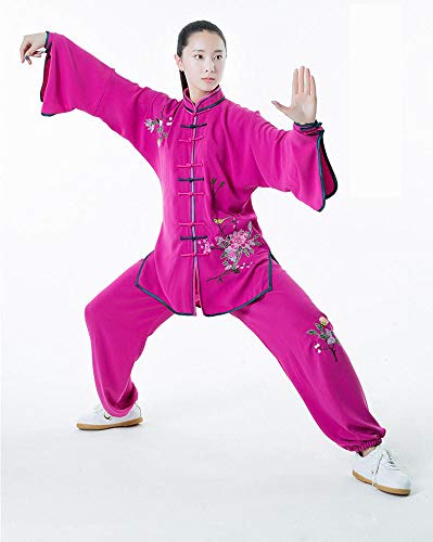JTKDL Tai Chi Bekleidung Tai Chi Bekleidung Bekleidung Trainingsbekleidung Kampfsportbekleidung Damen Turnierbekleidung,Rose-L