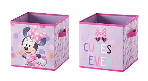 Image of Idea Nuova Disney Minnie Mouse Set of Two Spacious Collapsible Storage Cubes, 10"x10", Minnie Mouse / Pink