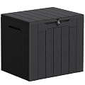 Greesum 33 Gallon Resin Deck Box All Weather Outdoor Storage Boxes for Patio Furniture Set,Outdoor Toys,Garden Tools,Black