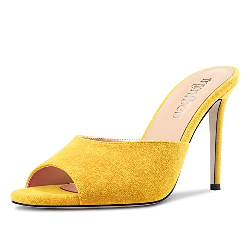 Image of TNYNFBEB Women Stiletto High Heel Peep Open Toe Sandals Slingback Slip-on Wedding Office Cute Basic Classic 3.9 Inches Heels