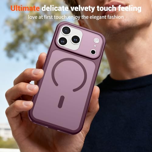 Image of SUPFINE Magnetic for iPhone 17 Pro Case Wine Red | (Compatible with MagSafe)(Military Grade Drop Protection)(Camera Protection)Translucent Matte Phone Cover