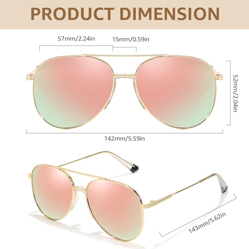 TJUTR Tangle Free Aviator Sunglasses for Women Men, Polarized UV400 Protection Trendy Shades, No-Snag Metal Frame Glasses4