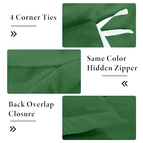 Image of ROYALE LINENS Hunter Green Duvet Cover King Size - 3 Piece Bedding Comforter Covers - Zipper Closure - 1 King Duvet Cover 104x90 inches and 2 Pillow Shams - No Comforter Included