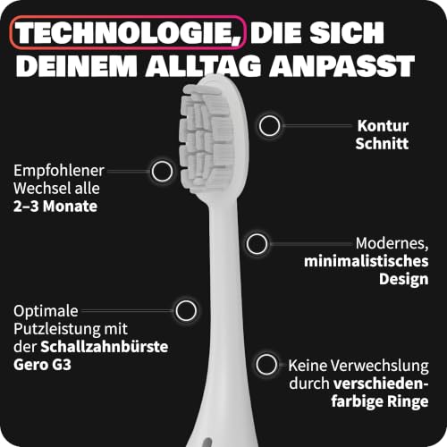 Zahnheld Bürstenkopf Basic Soft 3er Set für Gero G2 & G3, weich, Weiß – Ansicht 4