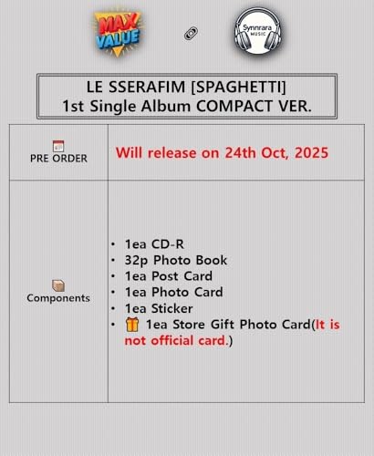 (CREMA SILVER.) LE SSERAFIM [SPAGHETTI] 1st Single Album COMPACT Ver. / CD+Photo Book+2 Card+GIFT – vue 2