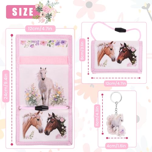 GADITIEK Brustbeutel Mädchen Geldbeutel Kinder Portmonee Kinder mit Schlüsselanhänger Portemonnaie Kinders Mädchen für Geburtstagsgeschenk (Pferd)
