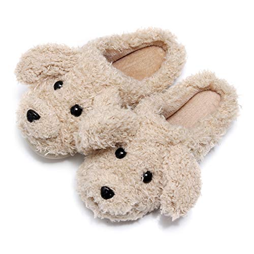 FAYUEKEY Cut Puppy Teddy Animal Slippers For Women Men Girls Winter Bear Warm Memory Foam Cotton Home Soft Plush Fur Shoes Indoor Outdoor