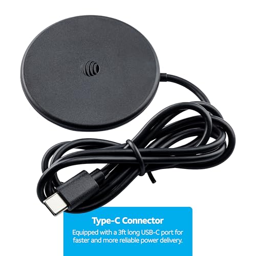 Image of AT&T Magnetic Wireless Charging Pad with Built-in Ring Stand - 15W Fast Charging, USB-C PD Input, Case-Friendly Magnetic Design - Ideal for Desk, Travel, and Nightstand Use - Black