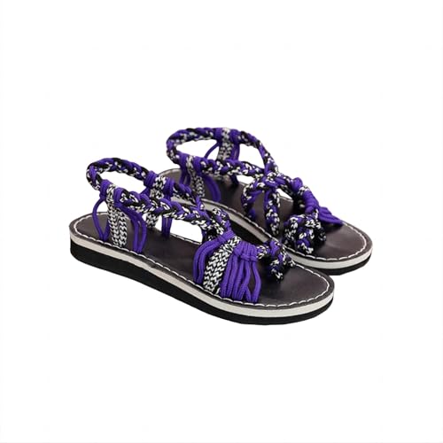 Sandales confortables taille plus en corde pour femmes aux pieds sensibles 38