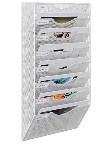 EasyPAG 8 Compartiments Métal Porte Revue Mural Porte Document Suspendu A4 Organisateur de Bureau...
