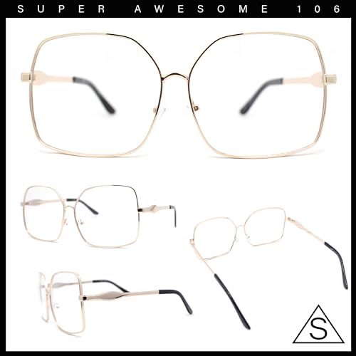 SA106 Womens Oversize Butterfly Clear Lens Metal Rim Ironic Granny Eye Glasses3