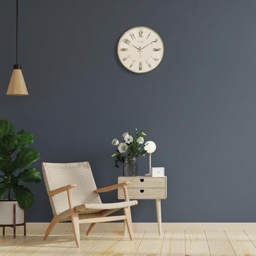 Image of RANDOM Silent Wall Clock, Non-Ticking Quartz Movement, Foiling Ring and 3D Numbers (Gold Frame)