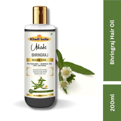 Image of Khadi Bhringraj Hair Oil 200ml | Ayurvedic Herbal Hair Oil for Hair Growth & Thicker Hair | Non-Sticky, Paraben & Mineral Oil Free | For All Hair Types | Daily Use for Men & Women