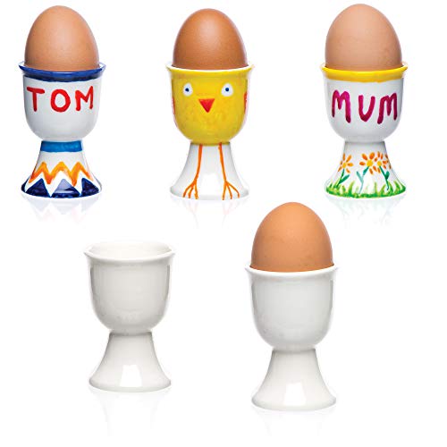 Baker Ross ET879 Porcelain Egg Cups (Box of 4), White, 70mm