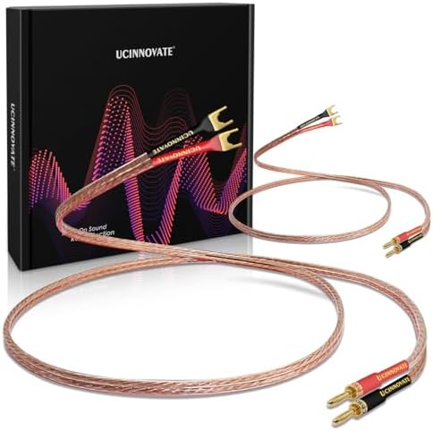 UCINNOVATE 2 Pack 13AWG Speaker Cable With Banana Plugs, HiFi Gold-Plated Banana Tip Audio Wire For Home Theater-1.5m / 4.9FT - View #3