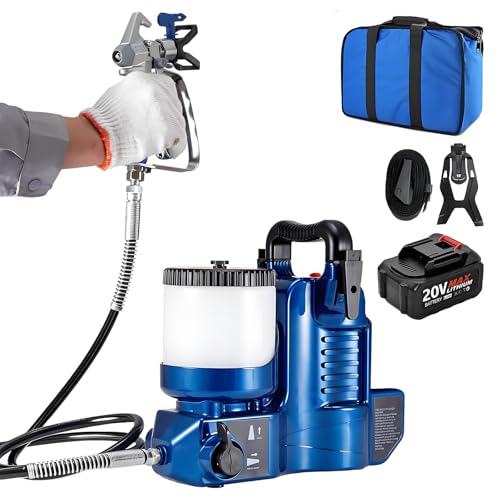 Image of High Pressure Airless Paint Sprayer Gun, Professional 6 Adjustable Pressures, 1.2L Capacity, 360 Full Coverage & High Reach, Ideal for Home & DIY Projects, 1 Battery Included