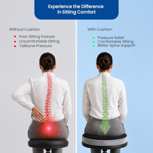 Image of Caresom Donut Round Ring Pillow for Tailbone Pain, Orthopedic Memory Foam Donut Seat Cushion, Piles Pillow for Hemorrhoids, Pain Relief for Piles, Coccyx, Prostate, Sciatica, Post-Natal, Pregnancy