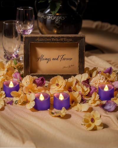 image for Homemory Purple Tea Lights Candles Battery Operated, 200+Hour Flameles
