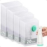NUTICT 20-Pack Travel Vacuum Storage Bags, Rechargeable Electric Pump, Space Saver Compression Packing Bags for Luggage & Suitcase, Long-Term Reusable Seal Bag for Clothes, Bedding, Seasonal Storage