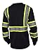 L&M Hi Vis Class 3 T Shirt Reflective Safety Black Long Sleeve HIGH Visibility 39 (L, Black)