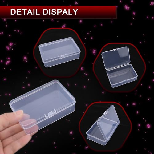 Image of 6 Pcs Clear Plastic Storage Containers Box, Small Rectangle Organizer with Hinged Lid, Small Plastic Case for Collecting Business Cards, Accessories, Crafts, Beads, Jewelry, Screws