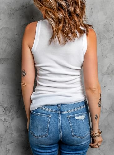 Dokotoo Womens Ladies Ribbed Thick Strap Racerback Tight Slim Fitted Sporty Workout Tank Tops3