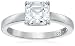 Platinum-Plated Sterling Silver Swarovski Zirconia Asscher-Cut Solitaire Engagement Ring