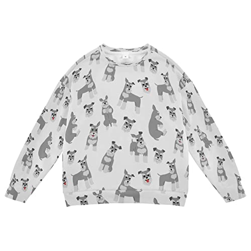 Grey Schnauzer Dog Boy Girl Sweatshirt Toddler Crewneck Pullover Sweater Long Sleeve Fall Winter Clothes