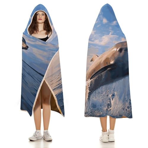 Couverture à capuche dauphin idée cadeau originale pour petit et grand - 4