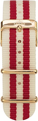 Sailor Damen Herren Nylon Armband Negril rot-weiß BSL101-2002-20, Breite Armband:20mm (normal), Farbe Edelstahl:Rosègold