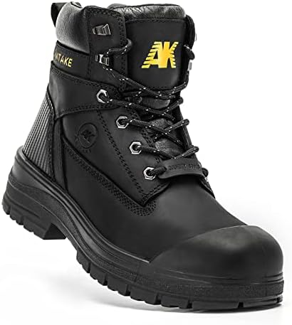 ANITAKE Steel Toe Work Boots for Men,6 inch, 100% Nubuck Leather, electrical insulation, Non-Slip, Impact Resistance, Breathable & Comfortable Safety BootsANITAKE Steel Toe Work Boots for Men,6 inch, Full Grain Leather, electrical insulation, Non-Slip, Impact Resistance, Breathable & Comfortable Safety Boots(Black,11)