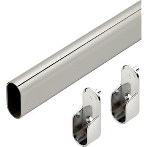 PHILLCO Oval Closet Rod CUSTOM CUT TO SIZE. Up to 94 inches long! Chrome, Satin Nickel, or Dark Bronze. Includes End Caps. (31 – 48 inches, Chrome)