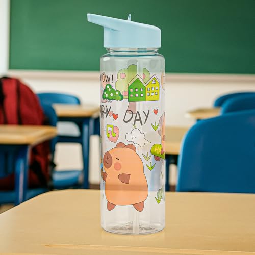 Image of BAYBEE 600 ML Chubby Drinking Water Bottle for Kids | Bpa Free Baby Sipper Bottle with Flip Straw & Carry Handle | Toddlers Leak Proof Sipper Water Bottle for Kids 1 to 12 Years Boys Girls (Green)