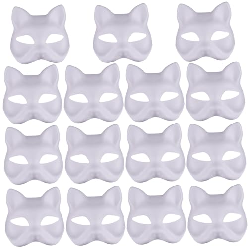 Máscara de gato blanca base rígida para manualidades de Halloween DIY
