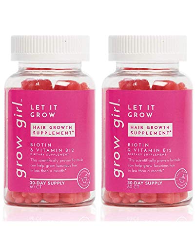 Grow Girl Vegan Hair Growth Vitamins With 5000mcg Biotin, plus Vitamin D3, Vitamin
