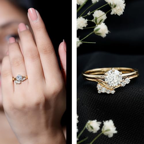 Certified Lab Grown Diamond Bridal Ring Set, Ef-Vs Quality, 6mm Diamond Engagement Ring with Enhancer - Ready To Gift2