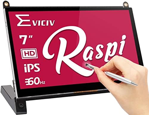 EVICIV 1024X600 Raspberry Pi Touchscreen Monitor, Upgraded 7" IPS Display Dual-Speaker MicroUSB HDMI Portable Monitor Compatible with Raspberry Pi 3b+/Raspberry Pi 4b/Windows/Drive-Free