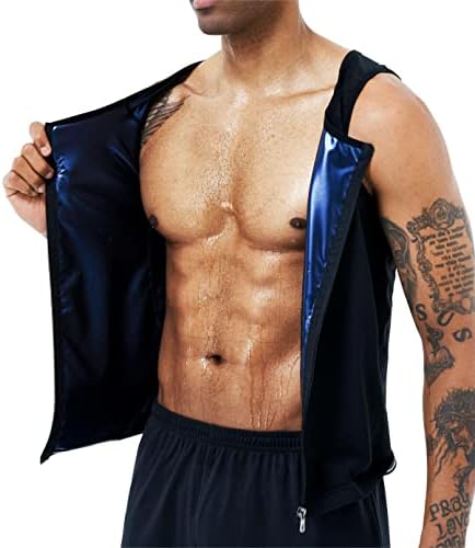 REMEBSWEAT Men's Sauna Vest Heat Trapping Pullover Sweat Enhancing Vest (Blue, 2XL/3XL)