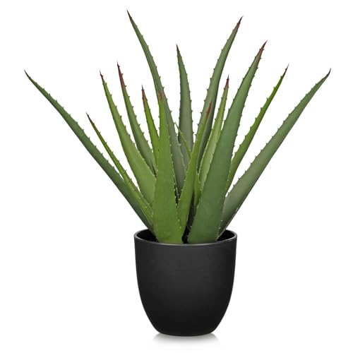 GnFlus Large Fake Succulent Aloe Vera Plants 16.7 Inch Artificial